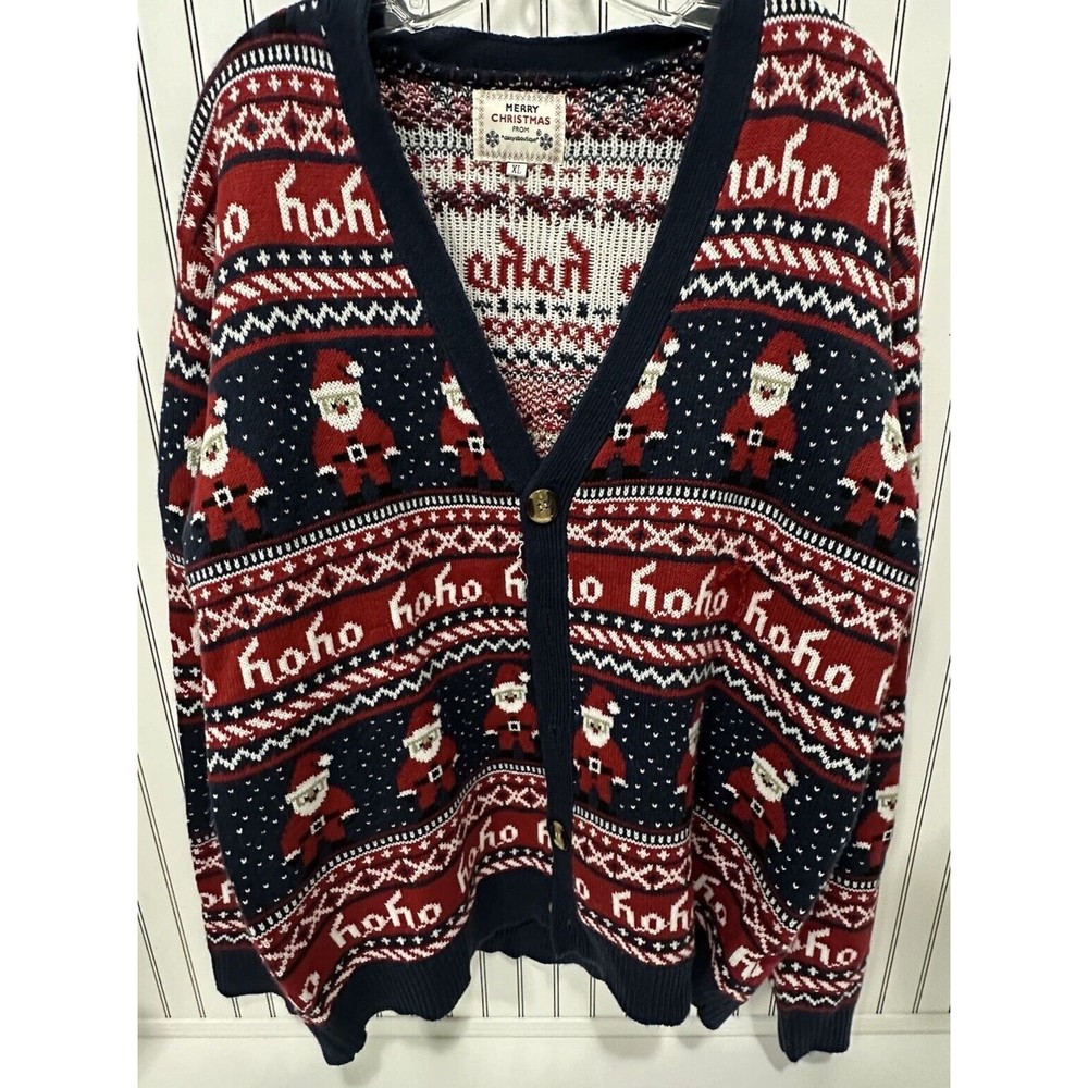 Daisys Boutique Santa Claus Christmas Ugly Christmas Sweater Cardigan XL Mens
